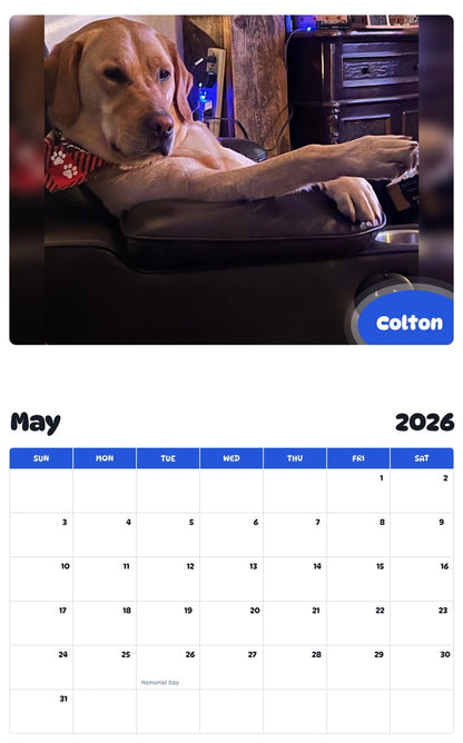2026 - 2027 Colton - Pawidols Pet Calendar