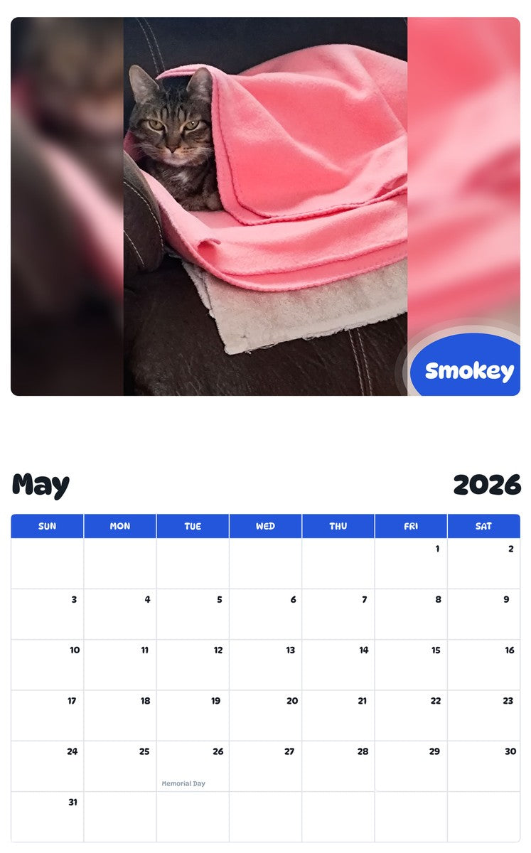 2026 - 2027 Smokey - Pawidols Pet Calendar