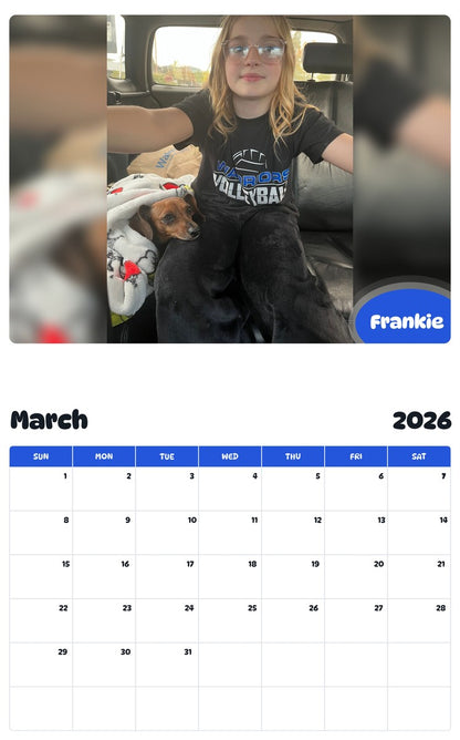 November 2025 - October 2026 Frankie - Pawidols Pet Calendar