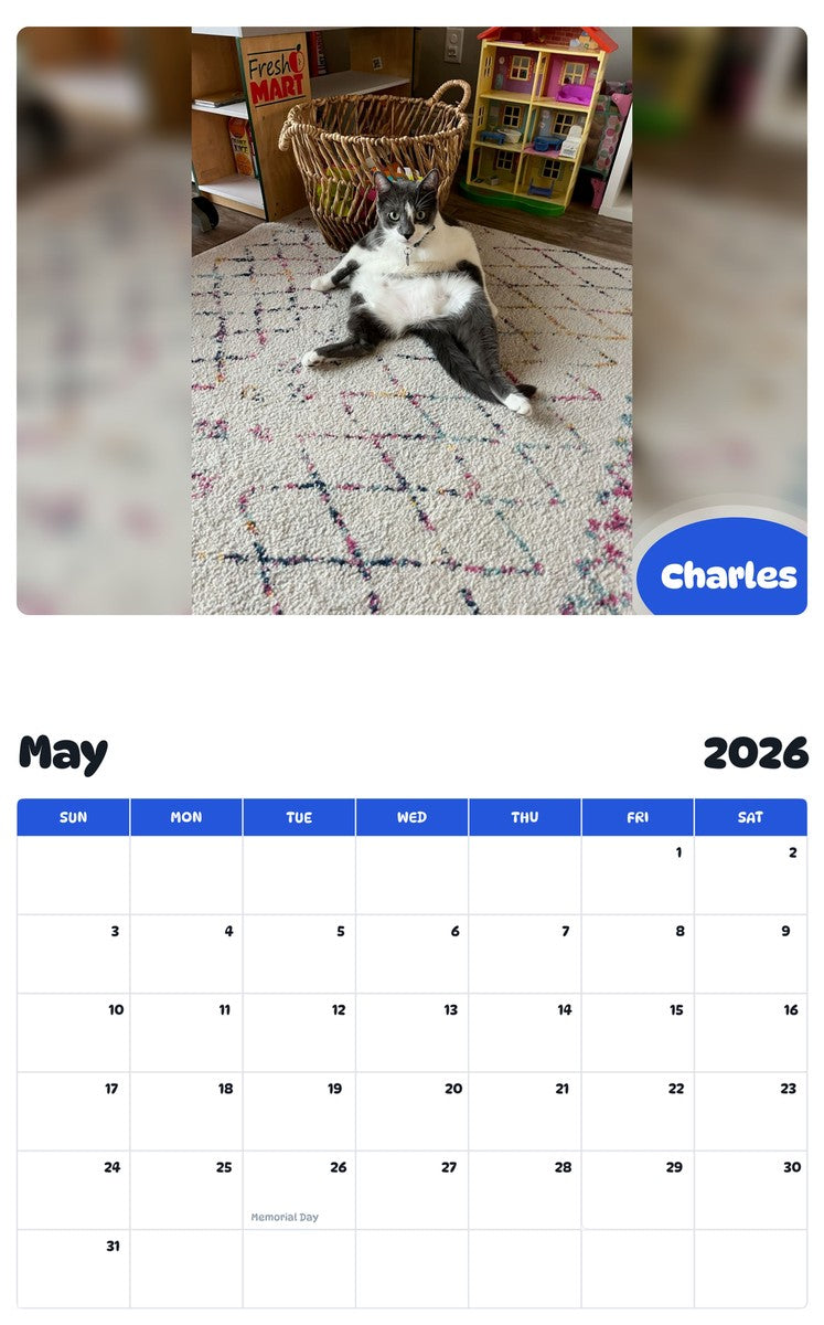 2026 - 2027 Charles - Pawidols Pet Calendar