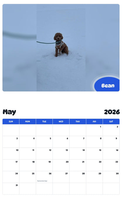 2026 - 2027 Bean - Pawidols Pet Calendar