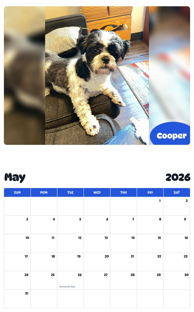 2026 - 2027 Cooper - Pawidols Pet Calendar
