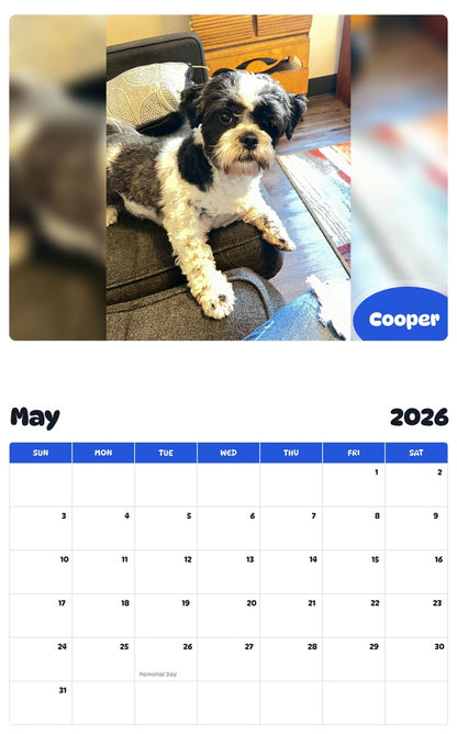 2026 - 2027 Cooper - Pawidols Pet Calendar