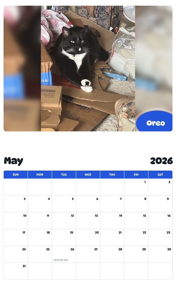 2026 - 2027 Oreo - Pawidols Pet Calendar