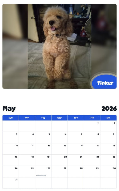2026 - 2027 Tinker - Pawidols Pet Calendar