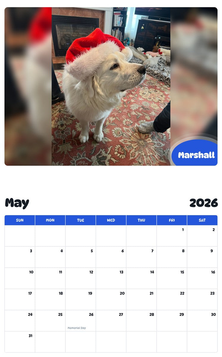 2026 - 2027 Marshall - Pawidols Pet Calendar