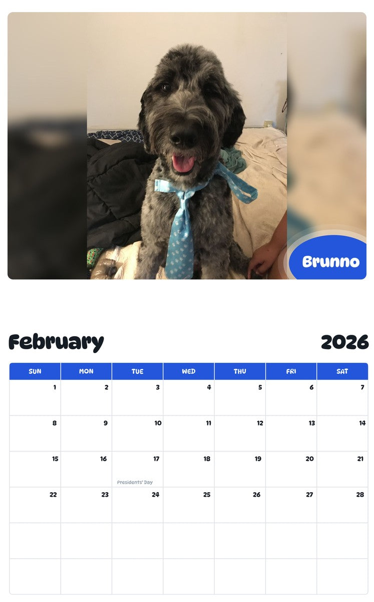 October 2025 - September 2026 Brunno - Pawidols Pet Calendar