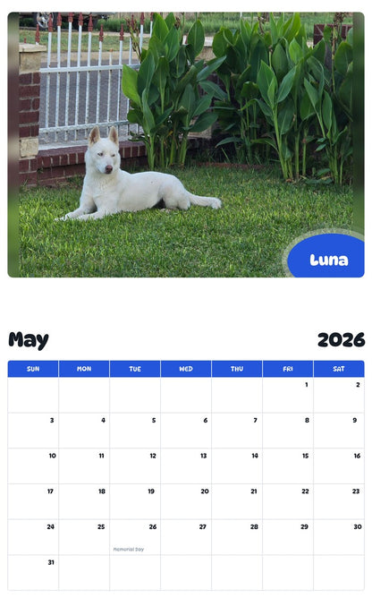 2026 - 2027 Luna - Pawidols Pet Calendar