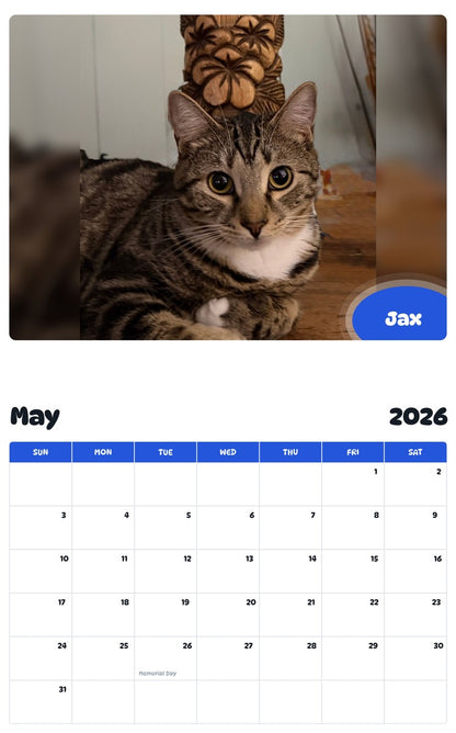 2026 - 2027 Jax - Pawidols Pet Calendar