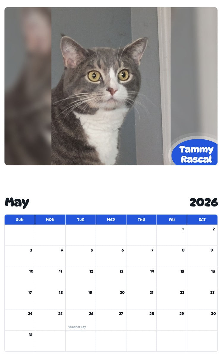 2026 - 2027 Tammy Rascal - Pawidols Pet Calendar