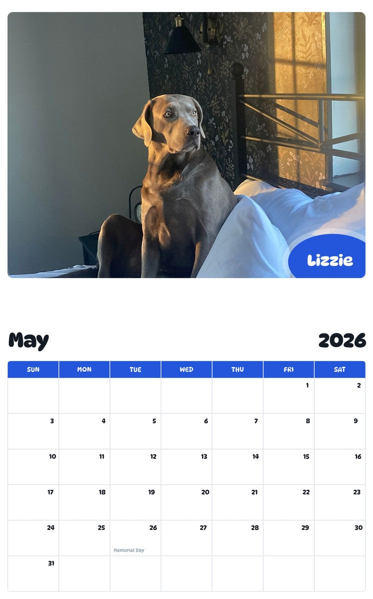 2026 - 2027 Lizzie - Pawidols Pet Calendar