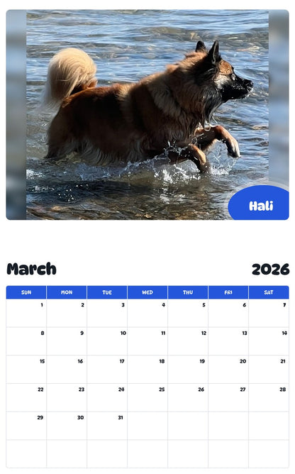 November 2025 - October 2026 Hali - Pawidols Pet Calendar