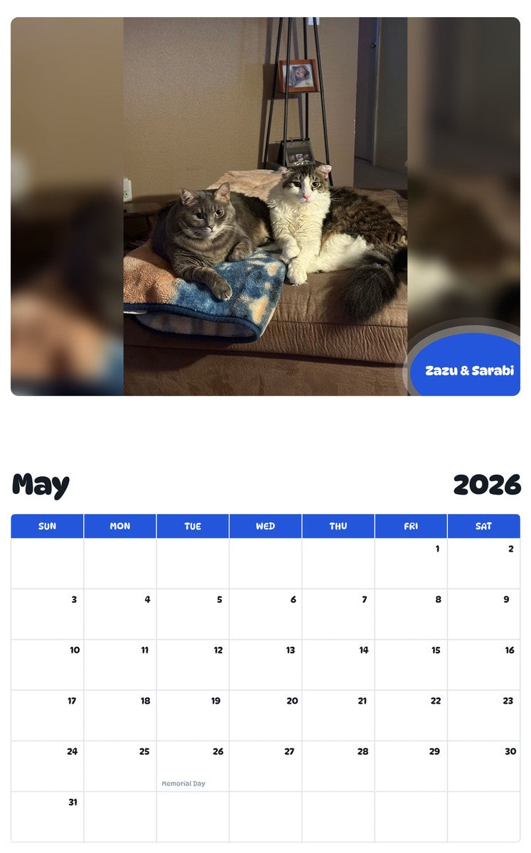 2026 - 2027 Zazu & Sarabi - Pawidols Pet Calendar