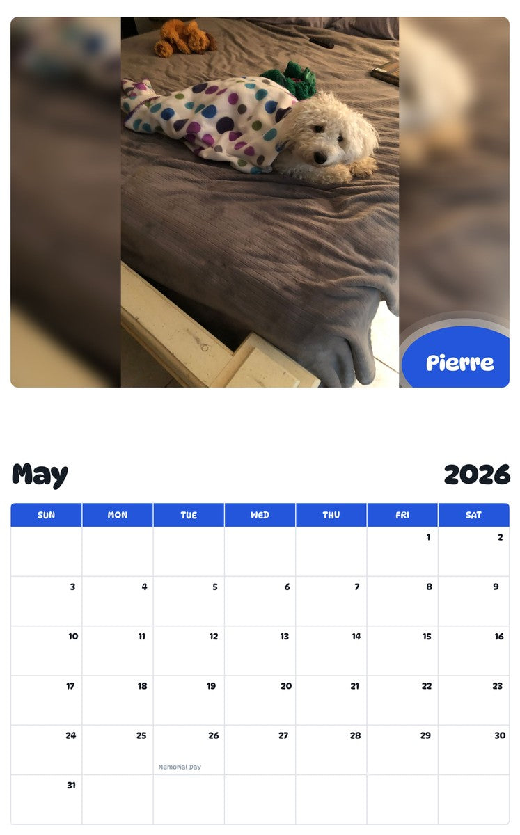 2026 - 2027 Pierre - Pawidols Pet Calendar