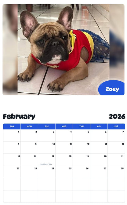 October 2025 - September 2026 Zoey - Pawidols Pet Calendar