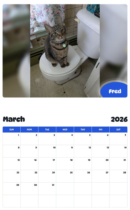 November 2025 - October 2026 Fred - Pawidols Pet Calendar