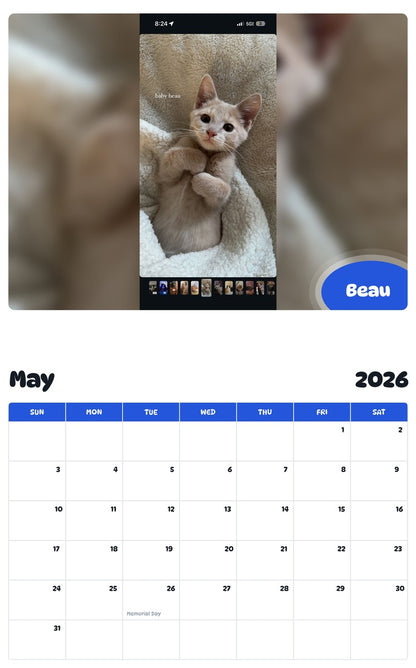 2026 - 2027 Beau - Pawidols Pet Calendar