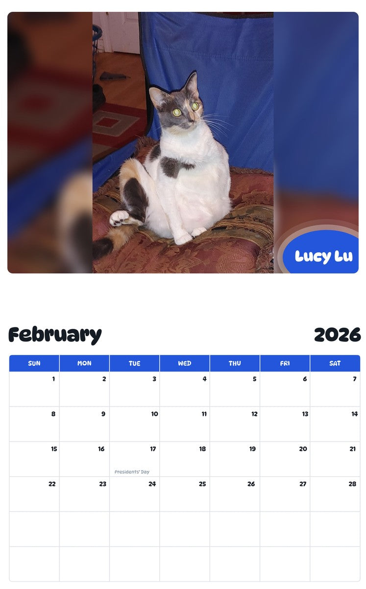 October 2025 - September 2026 Lucy Lu - Pawidols Pet Calendar