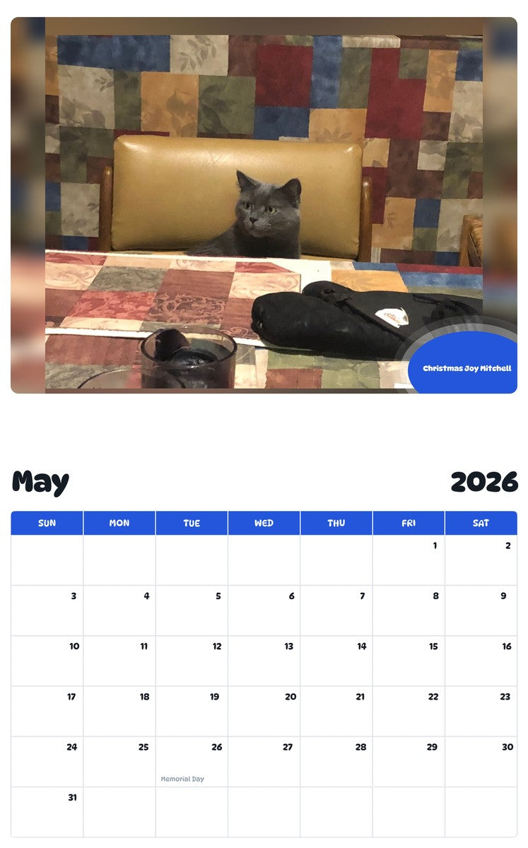 2026 - 2027 Christmas Joy Mitchell - Pawidols Pet Calendar