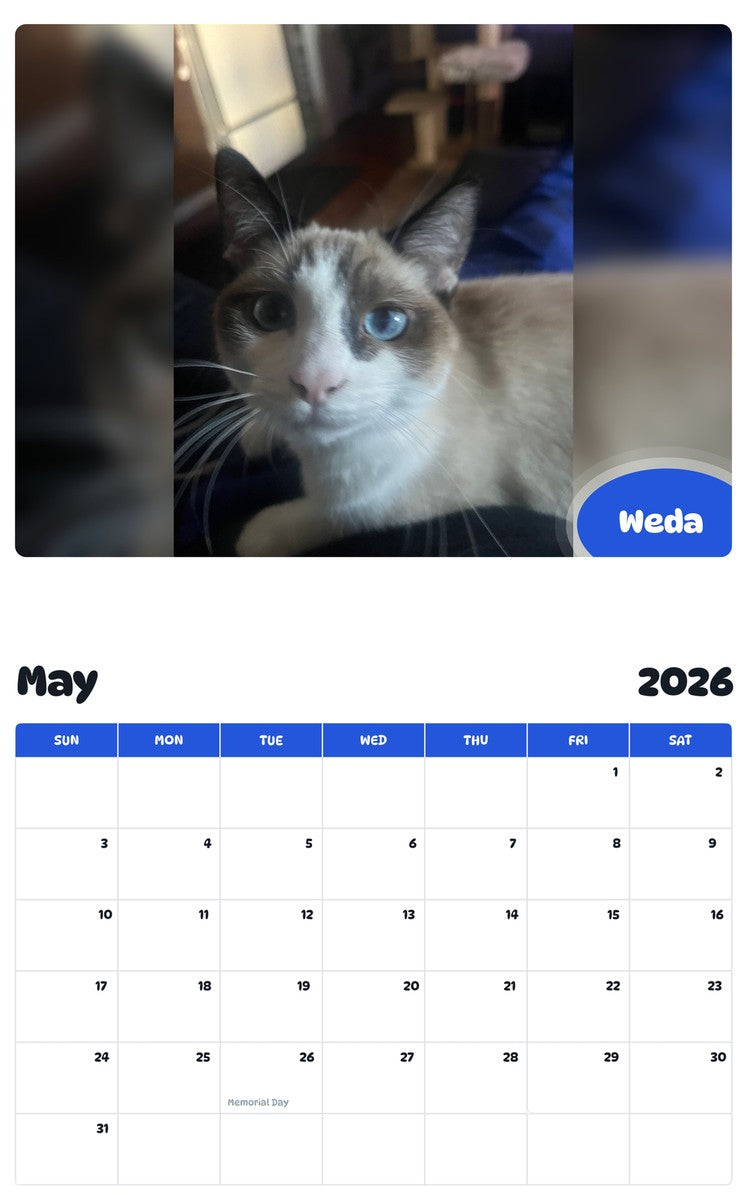 2026 - 2027 Weda - Pawidols Pet Calendar