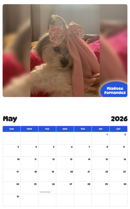 2026 - 2027 MiaRose Fernandez - Pawidols Pet Calendar