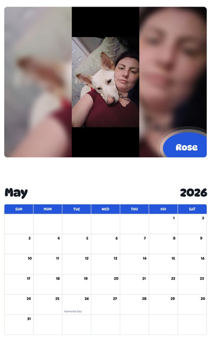 2026 - 2027 Rose - Pawidols Pet Calendar