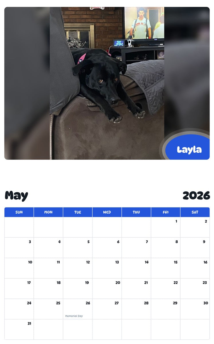2026 - 2027 Layla - Pawidols Pet Calendar