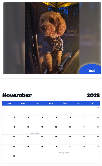 July 2025 - June 2026 Thor - Pawidols Pet Calendar