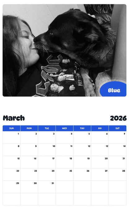 November 2025 - October 2026 Blue - Pawidols Pet Calendar