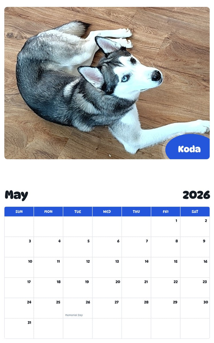 2026 - 2027 Koda - Pawidols Pet Calendar