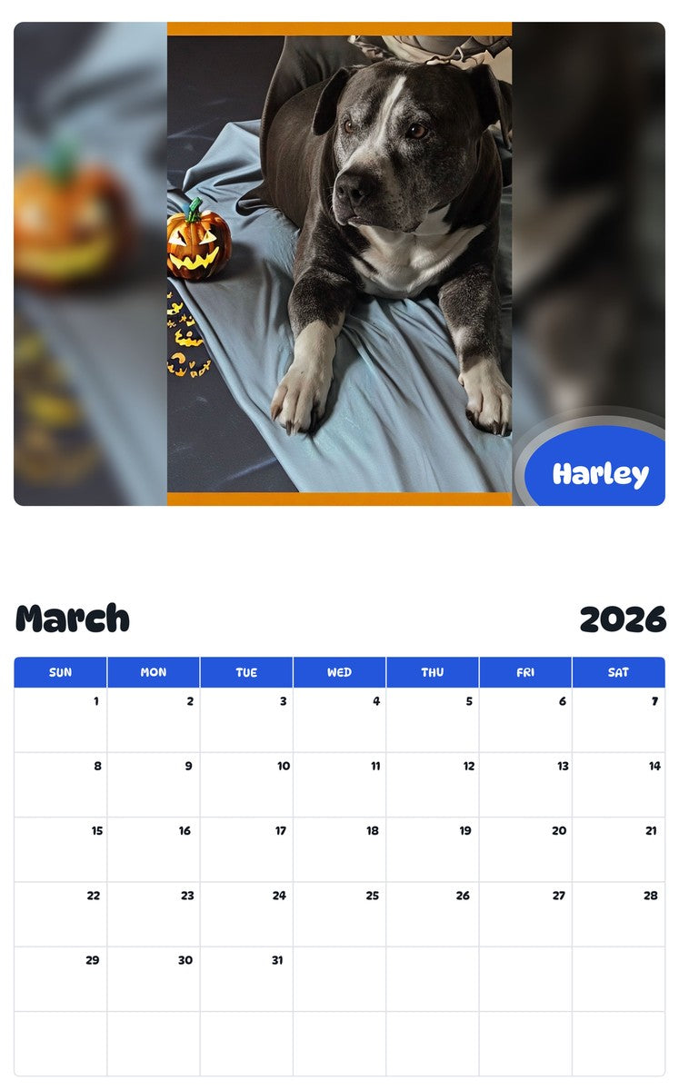 November 2025 - October 2026 Harley - Pawidols Pet Calendar