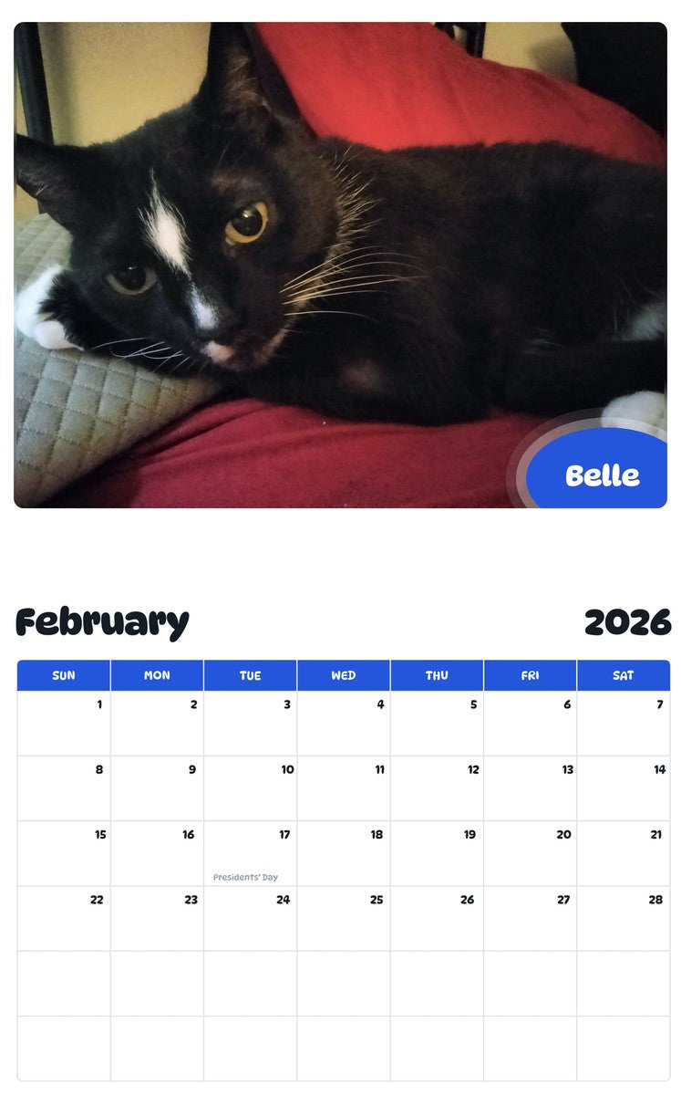 October 2025 - September 2026 Belle - Pawidols Pet Calendar