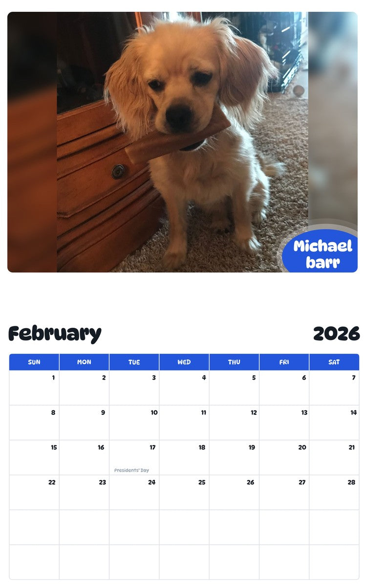 October 2025 - September 2026 Michael barr - Pawidols Pet Calendar