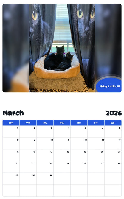 November 2025 - October 2026 Mickey & Little Bit - Pawidols Pet Calendar