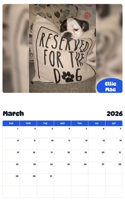 November 2025 - October 2026 Ellie Mae - Pawidols Pet Calendar