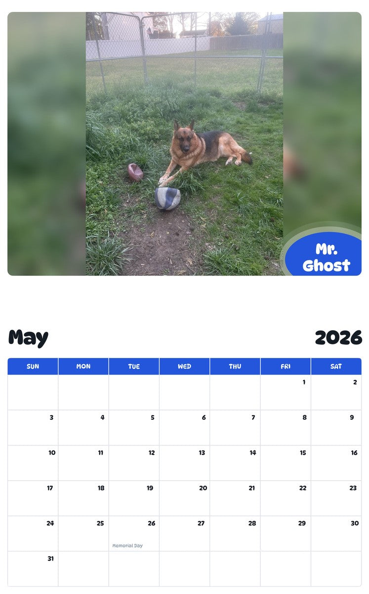 2026 - 2027 Mr. Ghost - Pawidols Pet Calendar