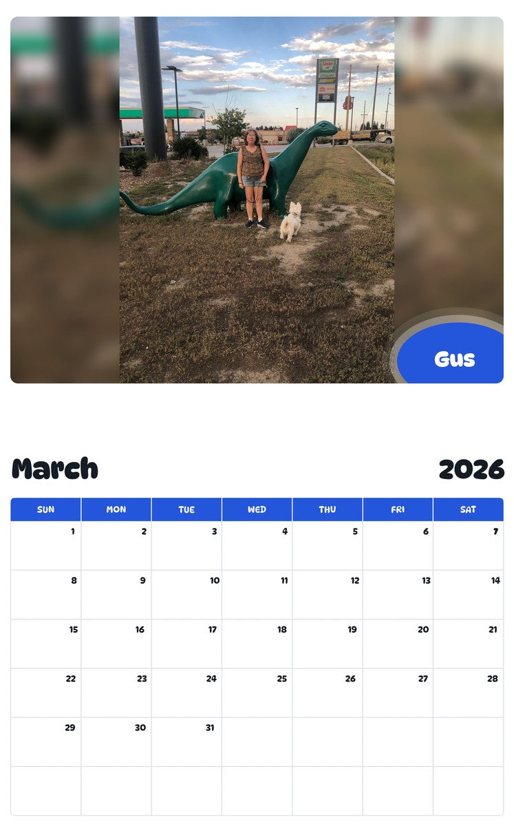 November 2025 - October 2026 Gus - Pawidols Pet Calendar