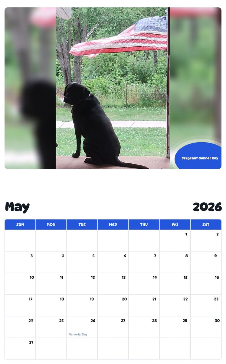 2026 - 2027 Sergeant Gunner Ray - Pawidols Pet Calendar