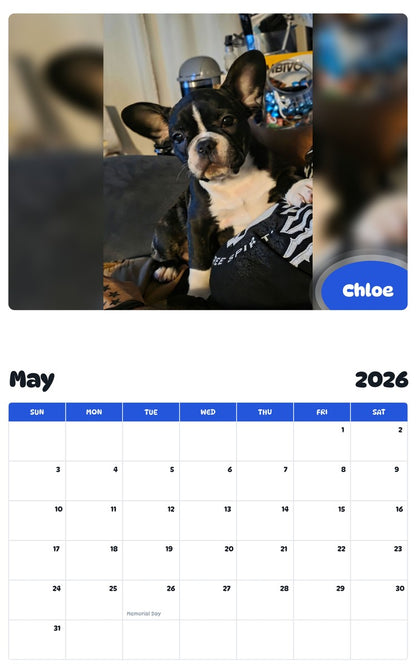 2026 - 2027 Chloe - Pawidols Pet Calendar