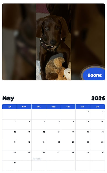 2026 - 2027 Boone - Pawidols Pet Calendar