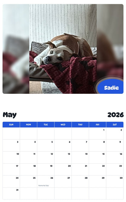 2026 - 2027 Sadie - Pawidols Pet Calendar
