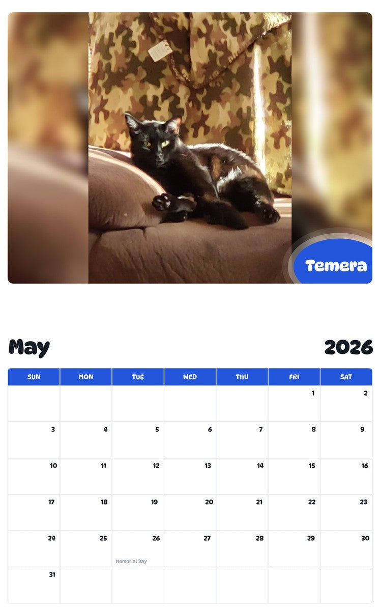 2026 - 2027 Temera - Pawidols Pet Calendar