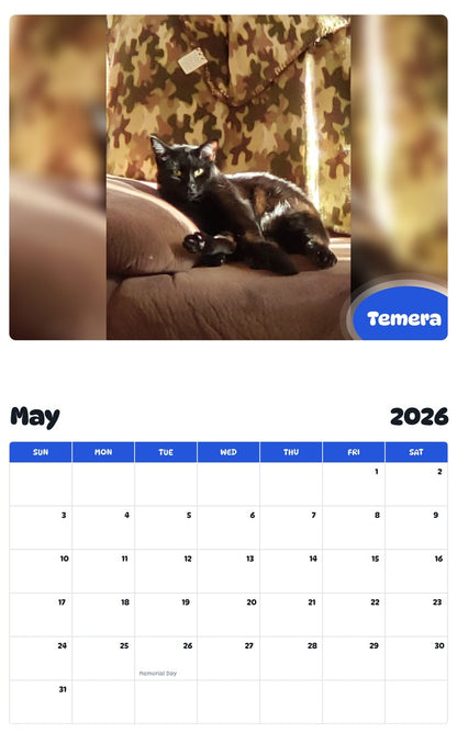 2026 - 2027 Temera - Pawidols Pet Calendar