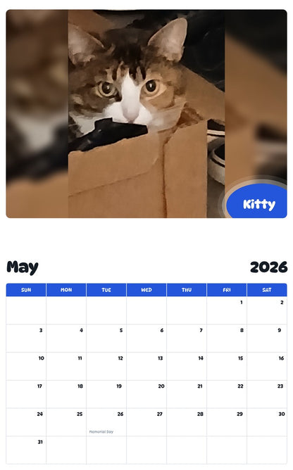 2026 - 2027 Kitty - Pawidols Pet Calendar