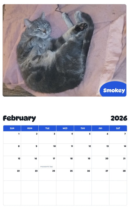 October 2025 - September 2026 Smokey - Pawidols Pet Calendar