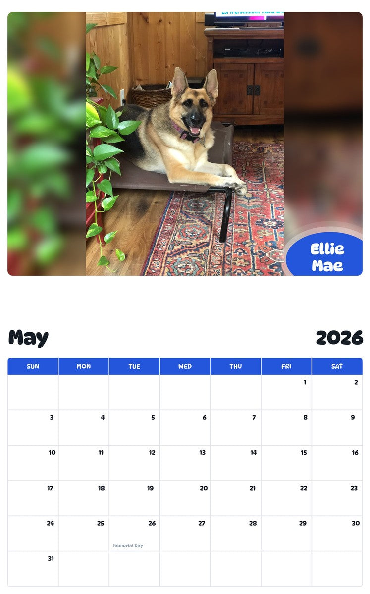 2026 - 2027 Ellie Mae - Pawidols Pet Calendar