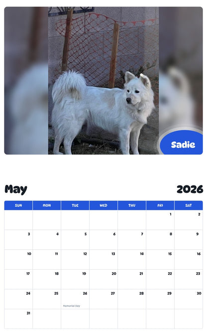 2026 - 2027 Sadie - Pawidols Pet Calendar
