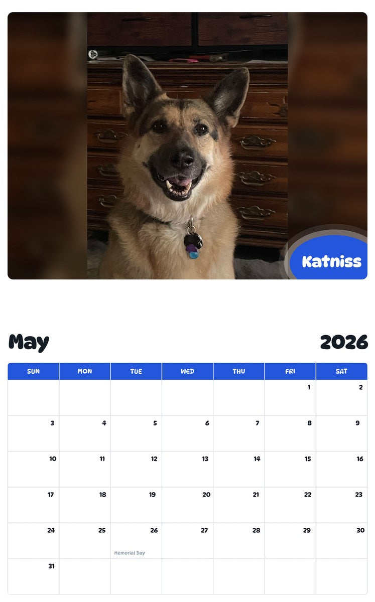 2026 - 2027 Katniss - Pawidols Pet Calendar