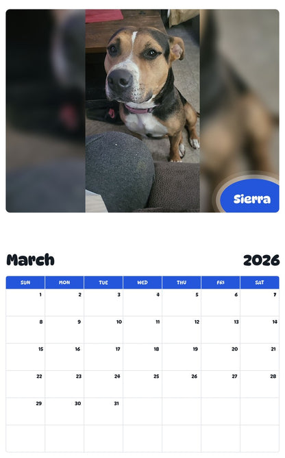November 2025 - October 2026 Sierra - Pawidols Pet Calendar