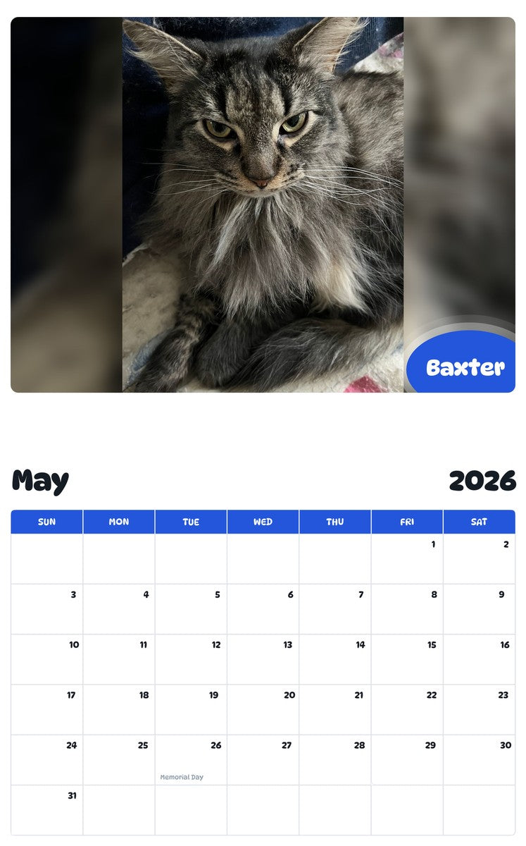 2026 - 2027 Baxter - Pawidols Pet Calendar